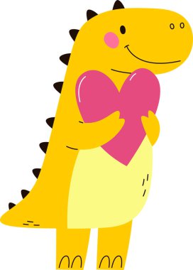 Kalp Vektörü İllüstrasyonlu Dinozor