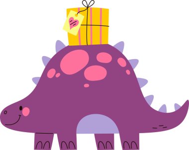 Kalp Vektörü İllüstrasyonlu Dinozor