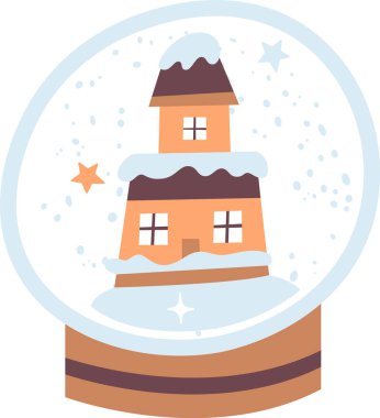 House in Snow Globe Vektör İllüstrasyonu
