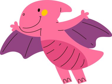 Pterodactyl Dinozor Çizgi Film Vektör İllüstrasyonu