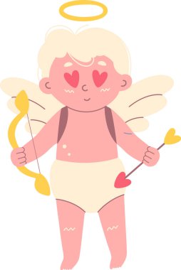 Aşk Tanrısı Meleği Karakteri Vektör İllüstrasyonu