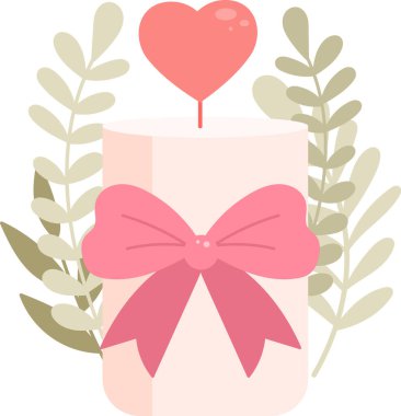 Dallı Mum ve Kalp Vektörü İllüstrasyonu