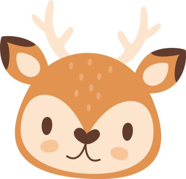 Geyik Hayvanı Yüz Vektörü İllüstrasyonu