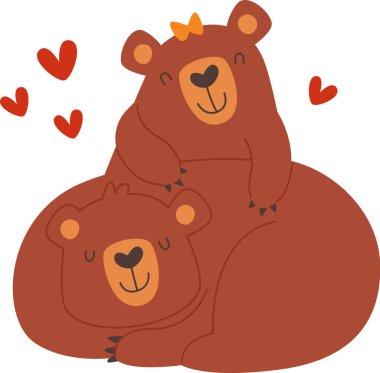 Bears Loving Çifte Vektör İllüstrasyonu