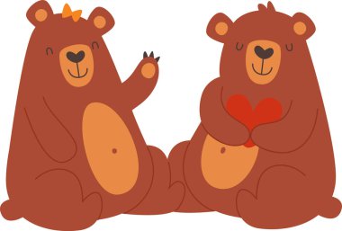 Bears Loving Çifte Vektör İllüstrasyonu