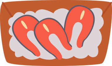 Kırmızı Balık Vektörü İllüstrasyonlu Tahta