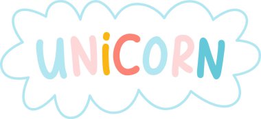 Tek Boynuzlu At Etiketleme Vektör İllüstrasyonu