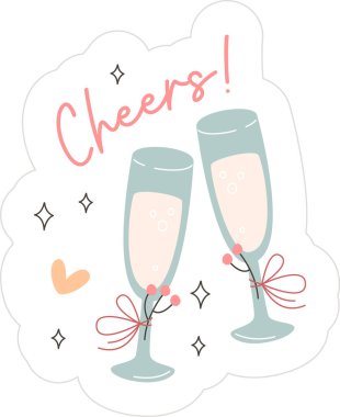 Şerefe Düğün Gözlüğü Etiketi Vektör İllüstrasyonu