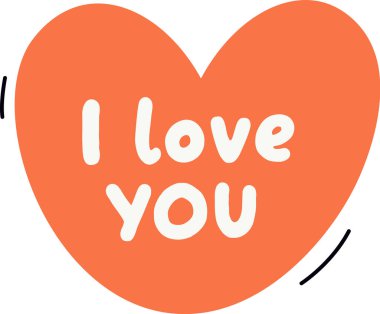 I Love You Heart Sticker Vektör Illustration
