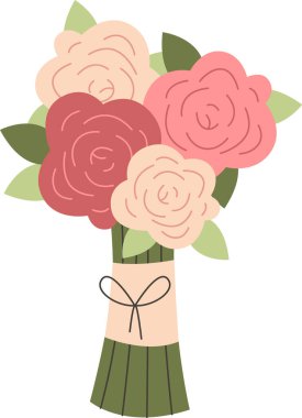 Düğün Çiçekleri Buket Vektörü İllüstrasyonu