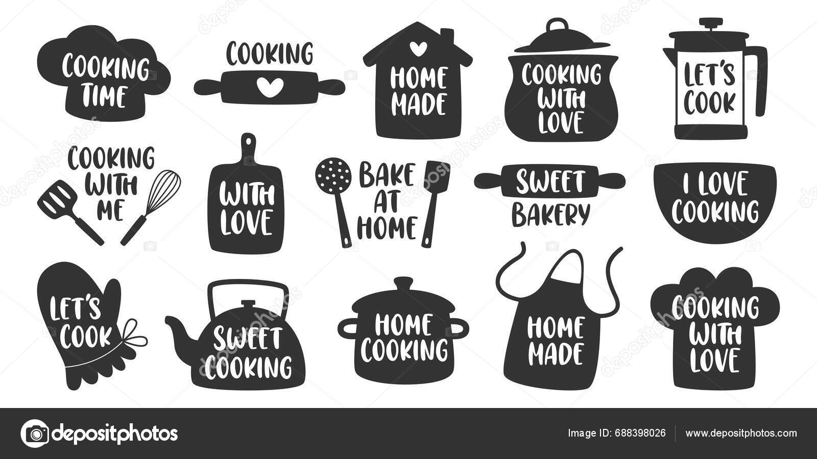 Home Cooking Homemade Sweet Bakery Love Kitchen Logo Symbols Black ...