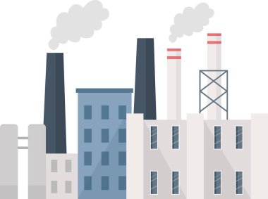 Sigara İçen Vektör İllüstrasyonlu Elektrik Santrali