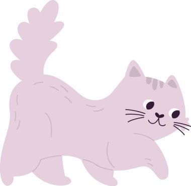 Kedi Yürüyen Hayvan Vektörü İllüstrasyonu