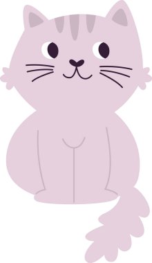 Kedi Oturan Hayvan Vektörü İllüstrasyonu