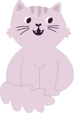 Kedi Oturan Hayvan Vektörü İllüstrasyonu