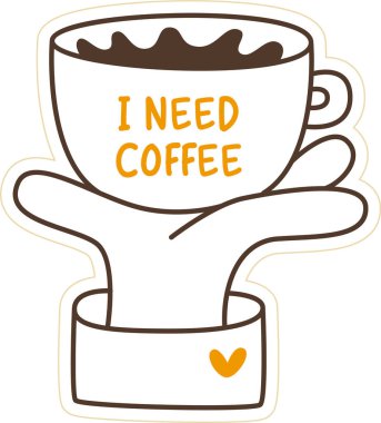 Kahve Taslak Yapıştırması Vektör İllüstrasyonu