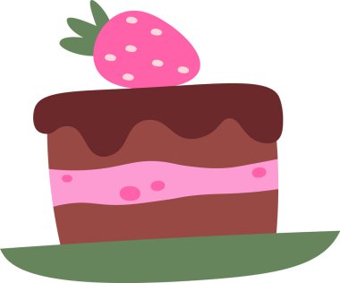 Çilek Vektörü İllüstrasyonlu Kek