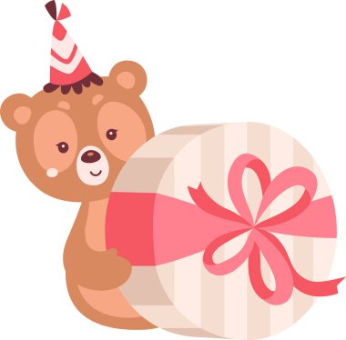 Hediye Vektörü İllüstrasyonlu Ayı