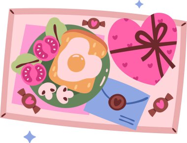 Yatak Vektörü Resimlerinde Kahvaltı