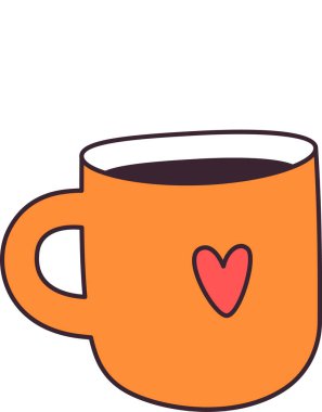 Kalp vektörü illüstrasyonlu kahve kupası