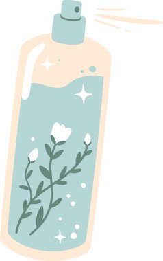 Organik Kozmetik Vektör İllüstrasyonlu Şişe