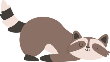 Rakun Hayvan Uyuyan Vektör İllüstrasyonu
