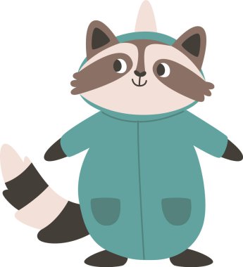 Ceketli Rakun Vektör İllüstrasyonu