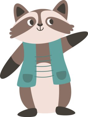 Yelek Giyen Rakun Vektör Resimleri