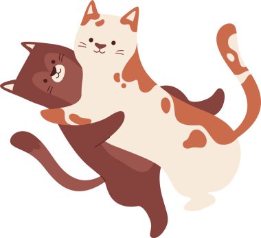 Kedi Çifti Kucaklaşma Vektörü İllüstrasyonu