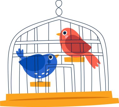 Kuş vektörü illüstrasyonlu kafes