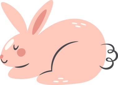 Tavşan Uyuyan Hayvan Vektörü İllüstrasyonu