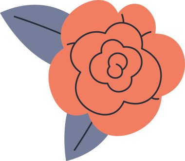 Yaprak Vektörü İllüstrasyonlu Gül