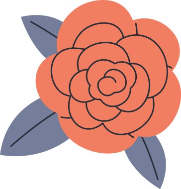 Yaprak Vektörü İllüstrasyonlu Gül