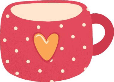 Kalp vektörü illüstrasyonlu kahve kupası