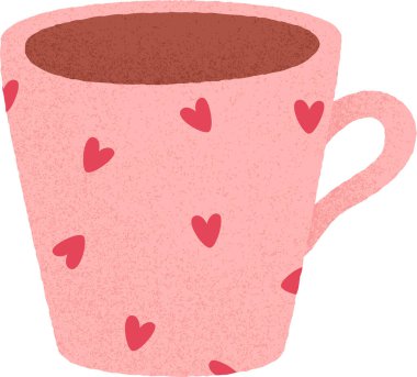 Kahve fincanı ve kalp vektörü çizimi.