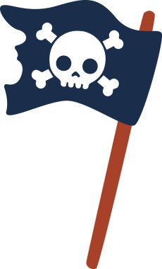 Pirates Flag on Stick Vektör İllüstrasyonu