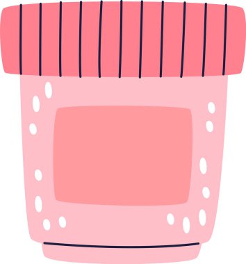 Kozmetik Vektör İllüstrasyonlu Plastik Kavanoz