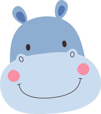 Hippo Hayvan Yüzü Vektörü İllüstrasyonu