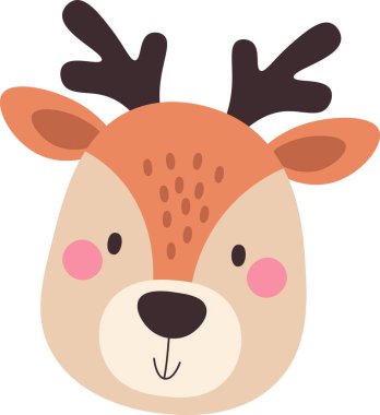 Geyik Hayvanı Yüz Vektörü İllüstrasyonu