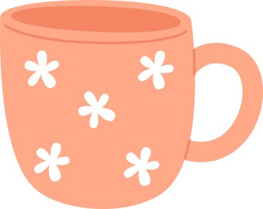 Çiçekli Kupa Vektör İllüstrasyonu