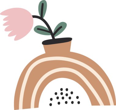 Çiçek Vektörü İllüstrasyonlu Soyut Vazo