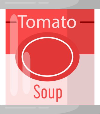 Domatesli Konserve Çorba Vektörü İllüstrasyonu