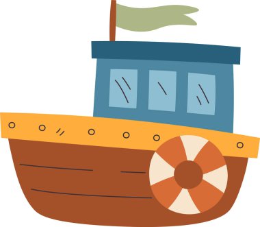 Çizgi film Tahta Gemi Vektörü İllüstrasyonu