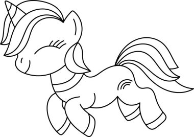 Tek Boynuzlu At Renk Vektörü İllüstrasyonu