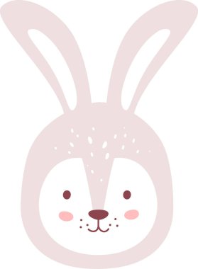 Tavşan Sevimli Yüz Vektörü İllüstrasyonu