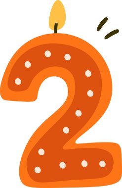 2. Doğum günü Rakamı Mum Vektörü İllüstrasyonu