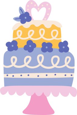 Kalp taşıyıcı resimli düğün pastası