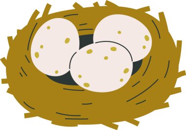 Yumurta Vektörü İllüstrasyonlu Kuş Yuvası