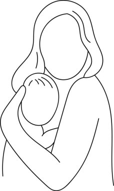 Anne Tutuşu Bebek Hattı Sanat Vektörü İllüstrasyonu