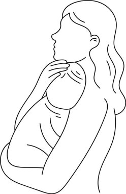 Anne Tutuşu Bebek Hattı Sanat Vektörü İllüstrasyonu